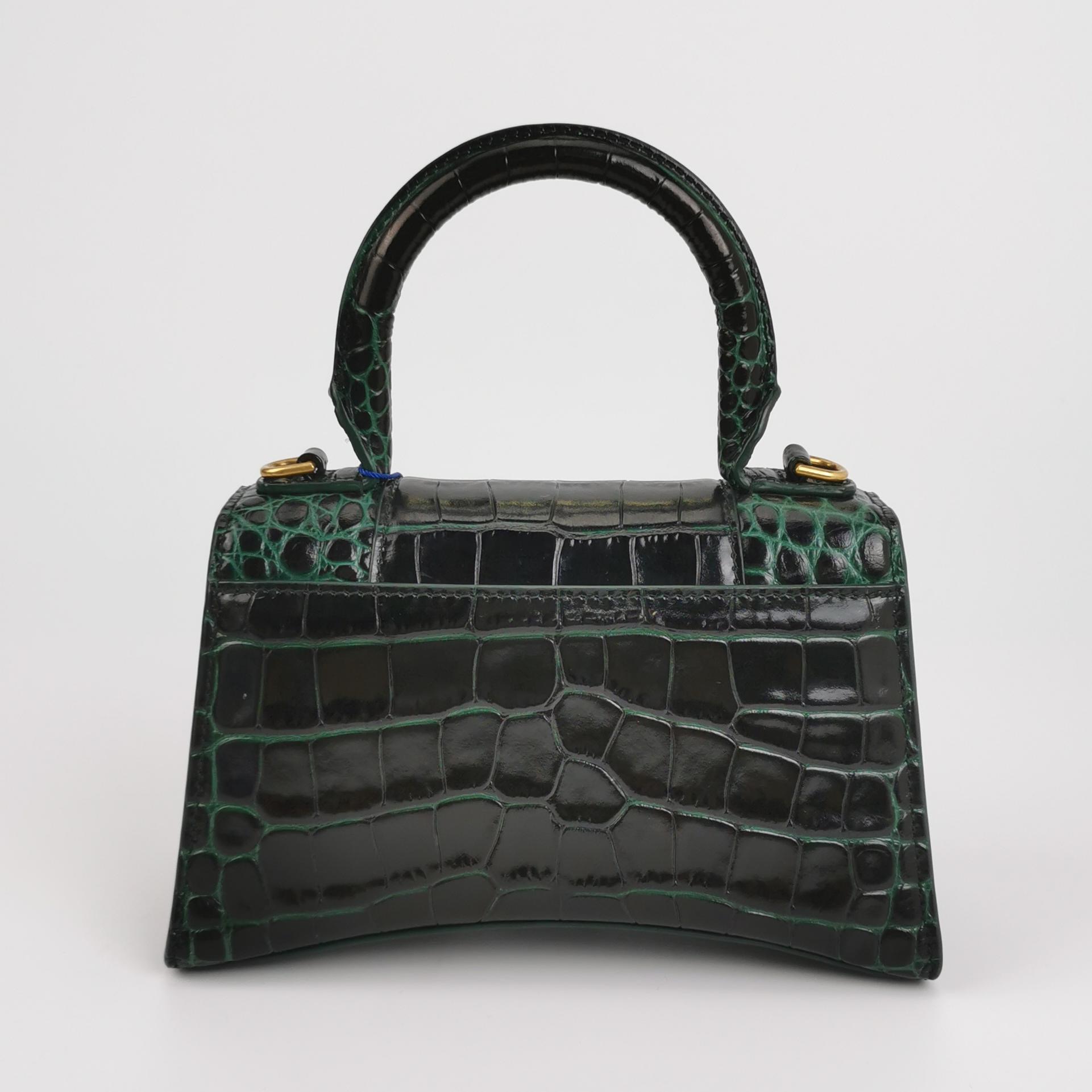Balenciaga Hourglass Top Handle Bag Crocodile Embossed Leather XS — photo 3 of 16