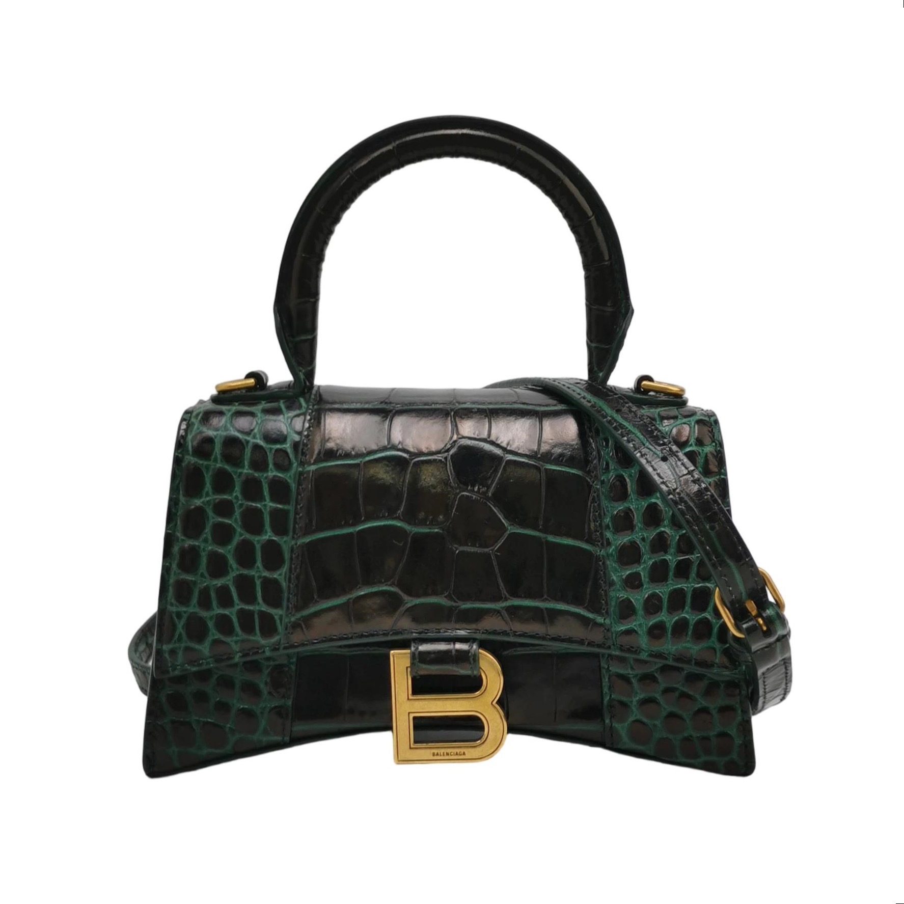 Balenciaga Hourglass Top Handle Bag Crocodile Embossed Leather XS — photo 1 of 16