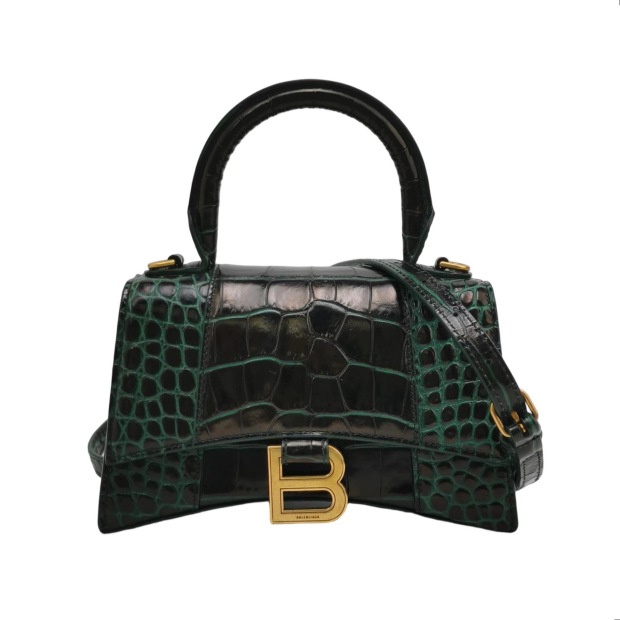 Balenciaga Hourglass Top Handle Bag Crocodile Embossed Leather XS — pre-owned, Vierlot