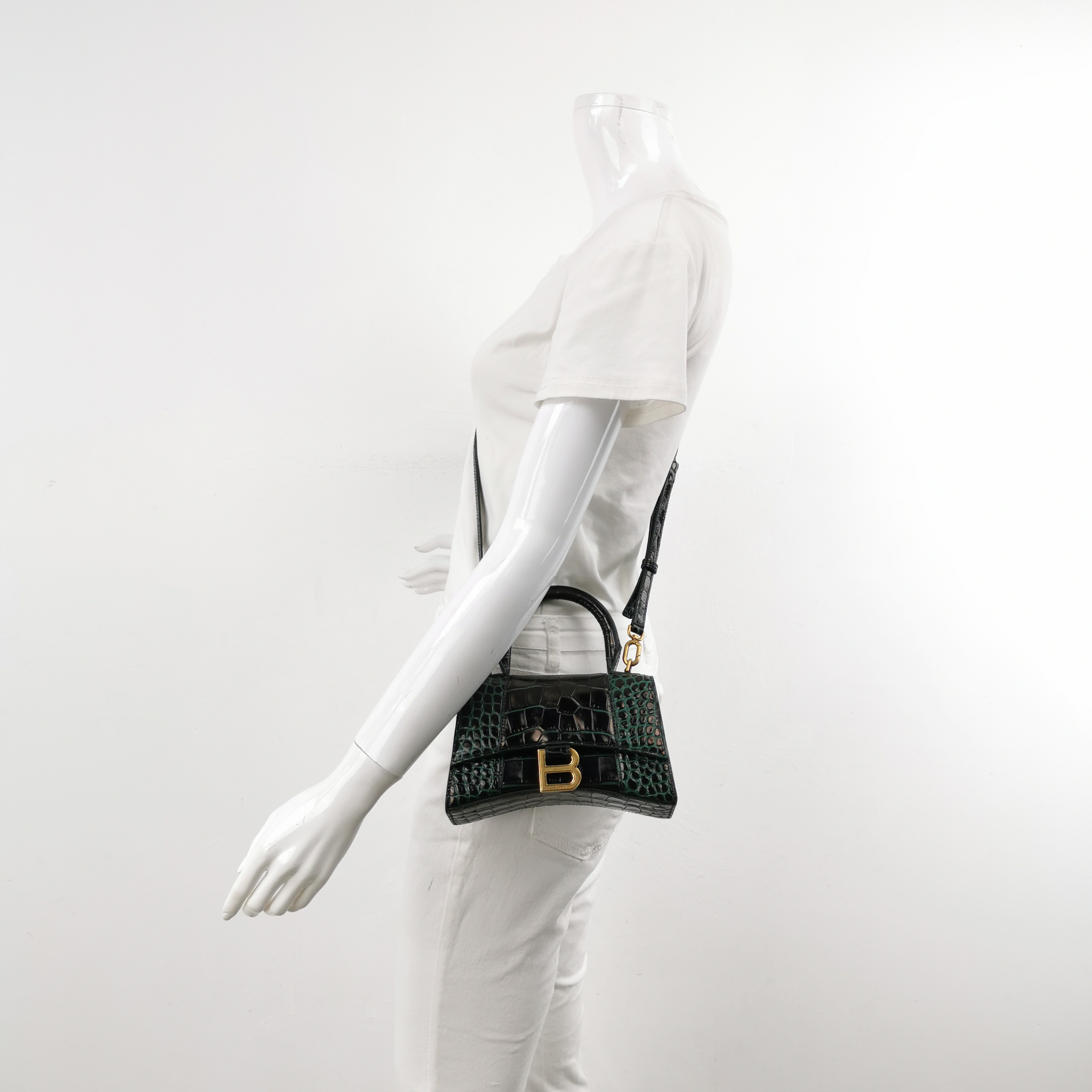 Balenciaga Hourglass Top Handle Bag Crocodile Embossed Leather XS — alternate view