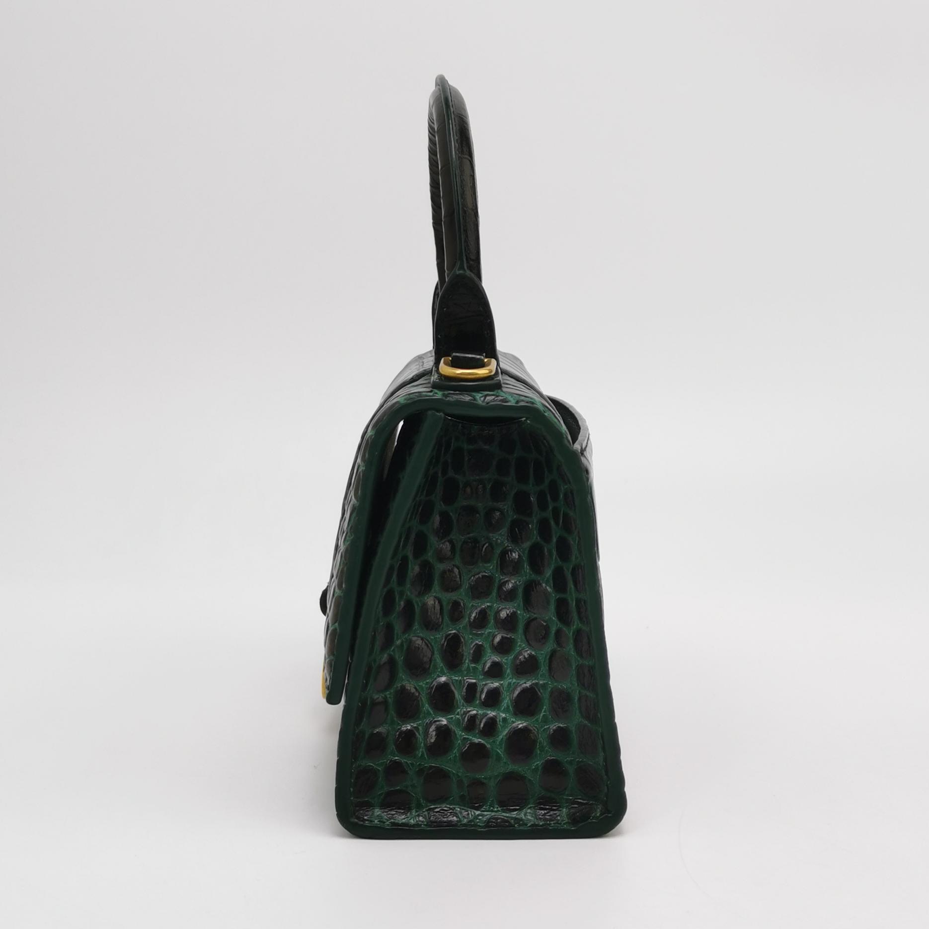 Balenciaga Hourglass Top Handle Bag Crocodile Embossed Leather XS — photo 5 of 16