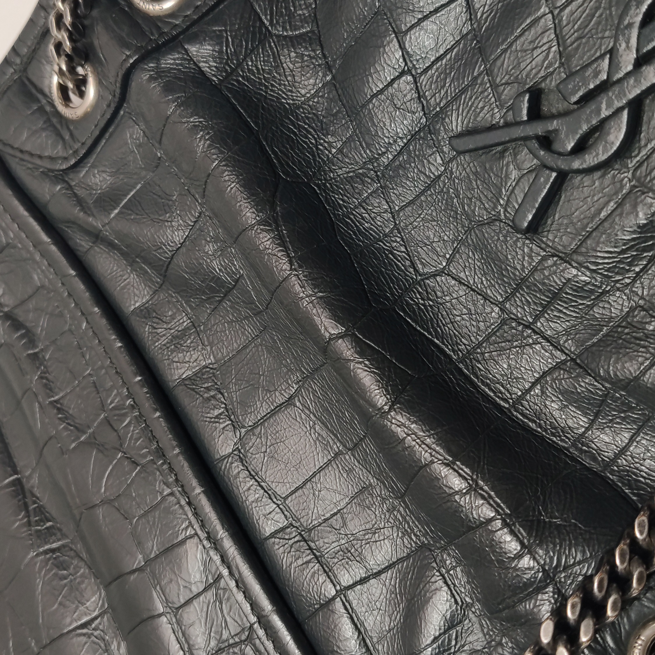 Saint Laurent(YSL) Niki Chain Flap Bag Matelasse Chevron Leather Baby — photo 12 of 18