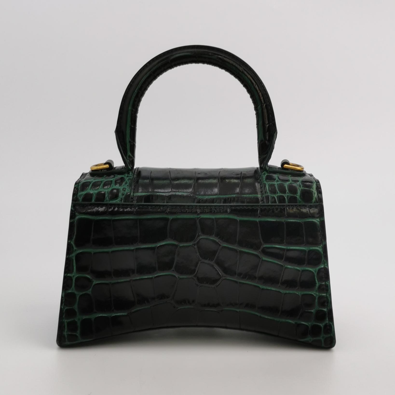 Balenciaga Hourglass Top Handle Bag Crocodile Embossed Leather XS — photo 3 of 16