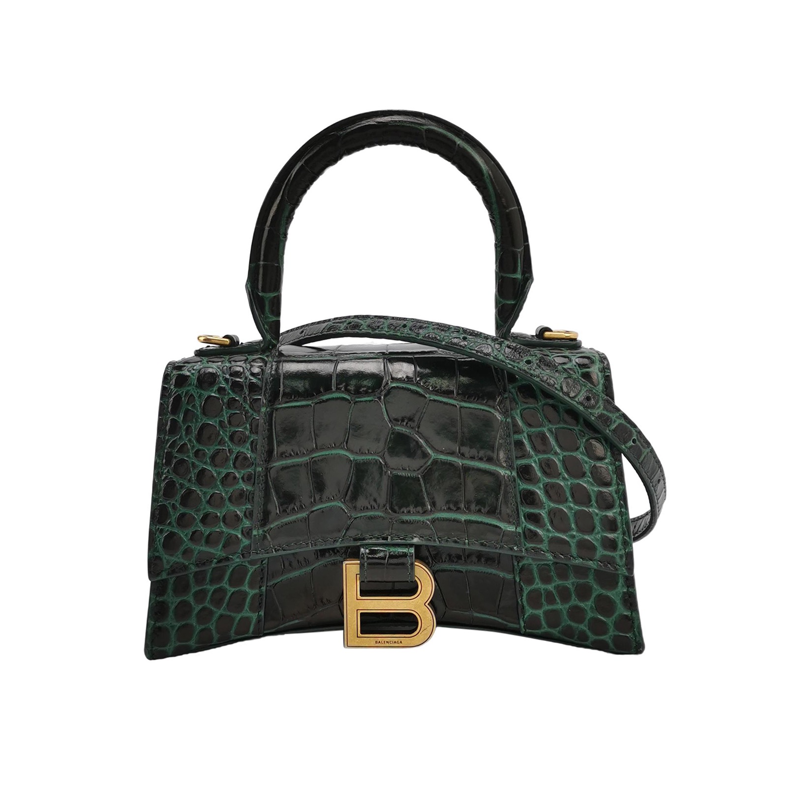 Balenciaga Hourglass Top Handle Bag Crocodile Embossed Leather XS — photo 1 of 14