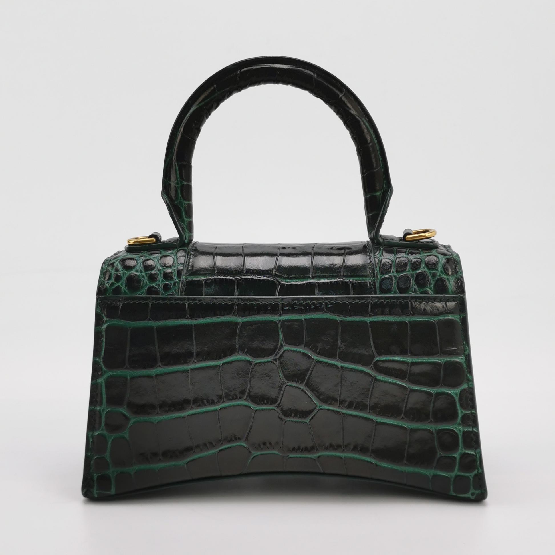 Balenciaga Hourglass Top Handle Bag Crocodile Embossed Leather XS — photo 3 of 14
