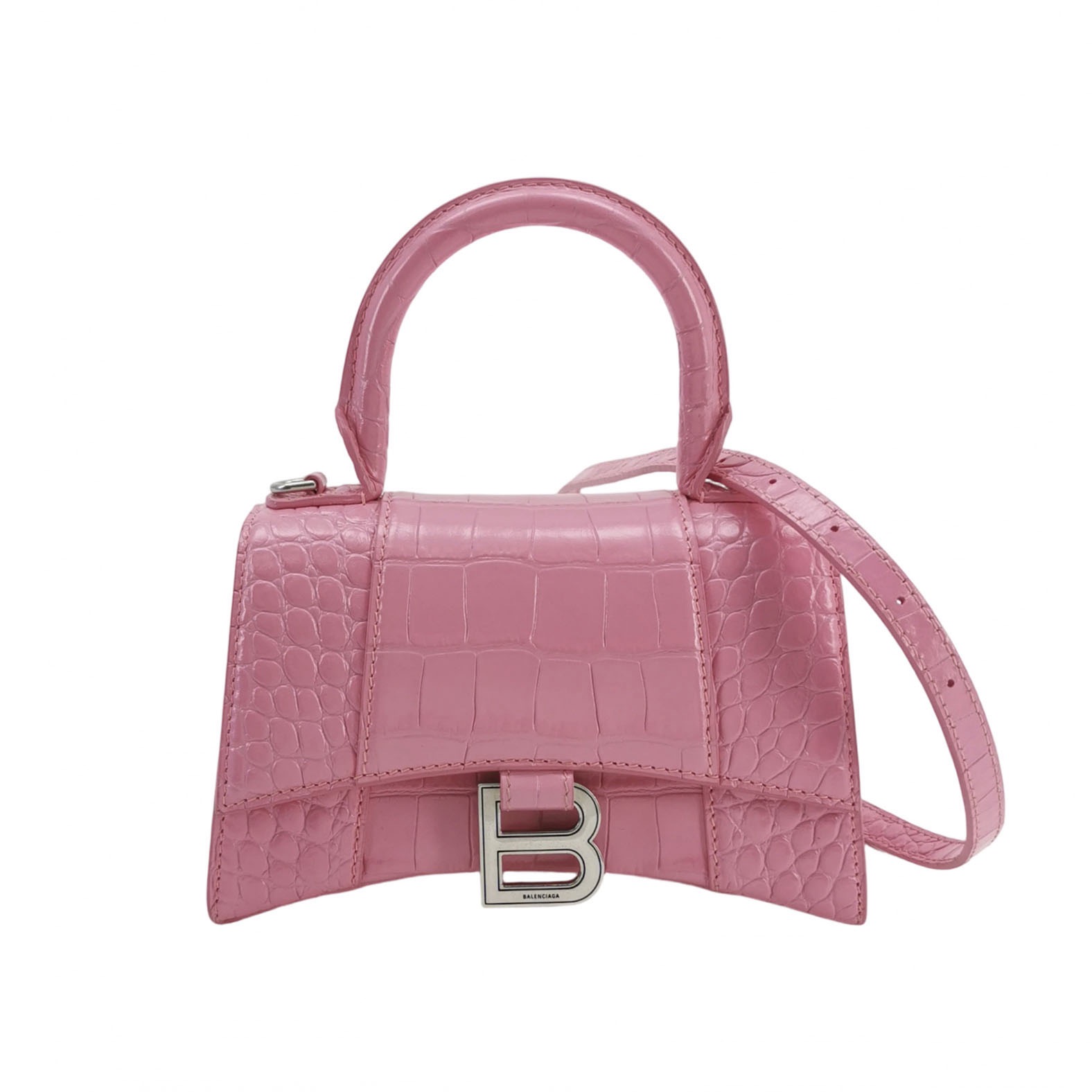 Balenciaga Hourglass Top Handle Bag Crocodile Embossed Leather XS — photo 1 of 16