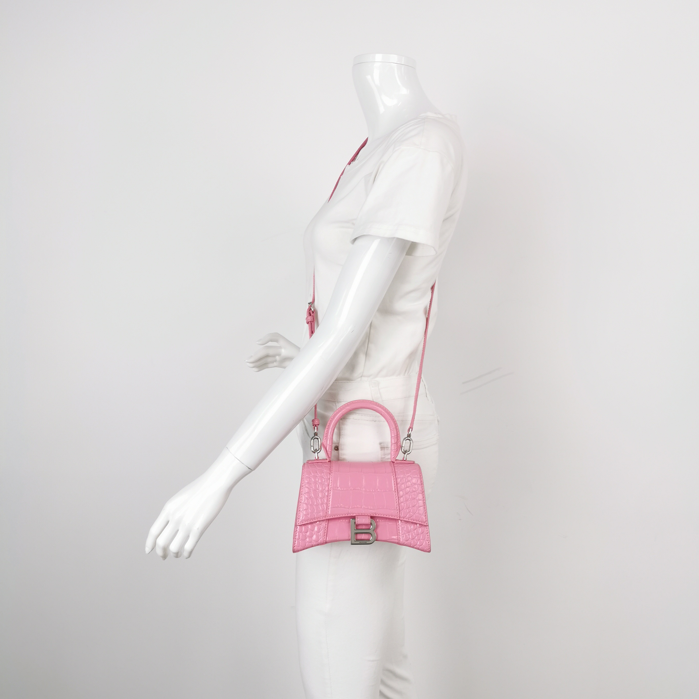 Balenciaga Hourglass Top Handle Bag Crocodile Embossed Leather XS — alternate view