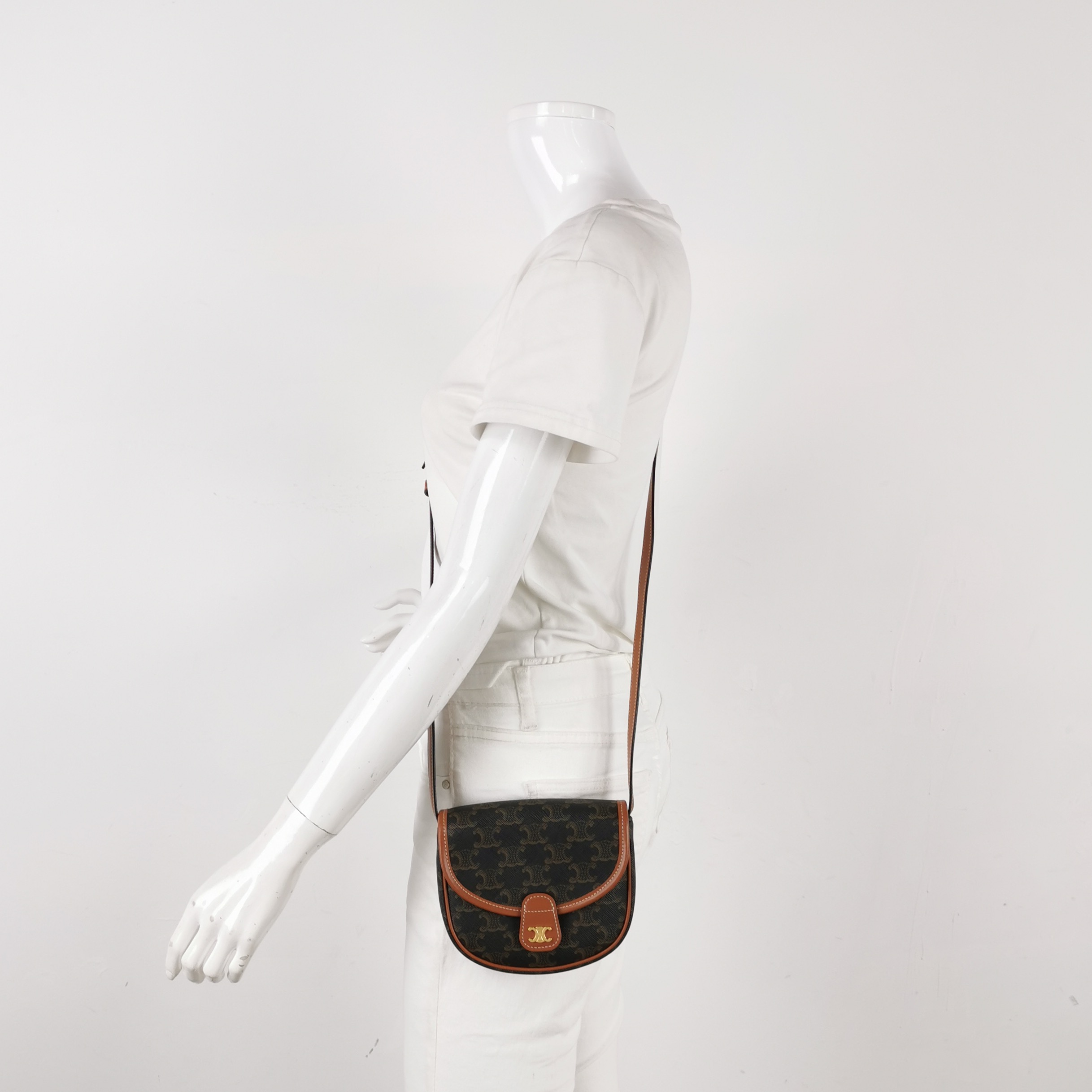 Celine Besace Flap Bag Triomphe Coated Canvas Mini — alternate view