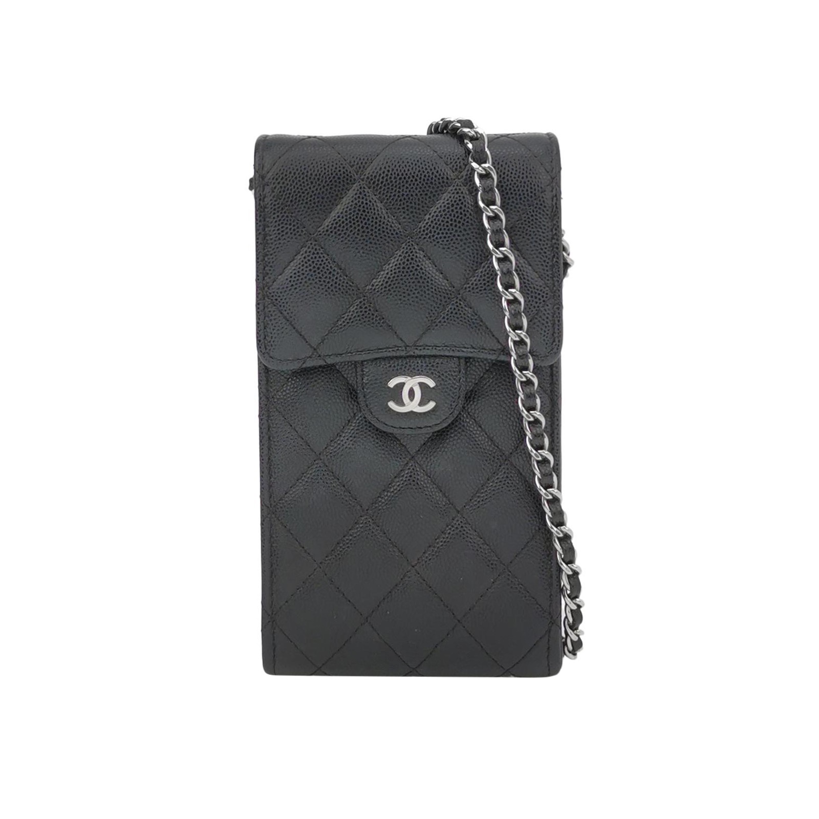 Chanel CC Flap Phone Holder Crossbody Bag Quilted Caviar — photo 1 of 10