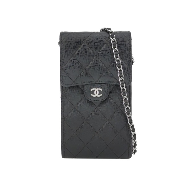 Chanel CC Flap Phone Holder Crossbody Bag Quilted Caviar — pre-owned, Vierlot