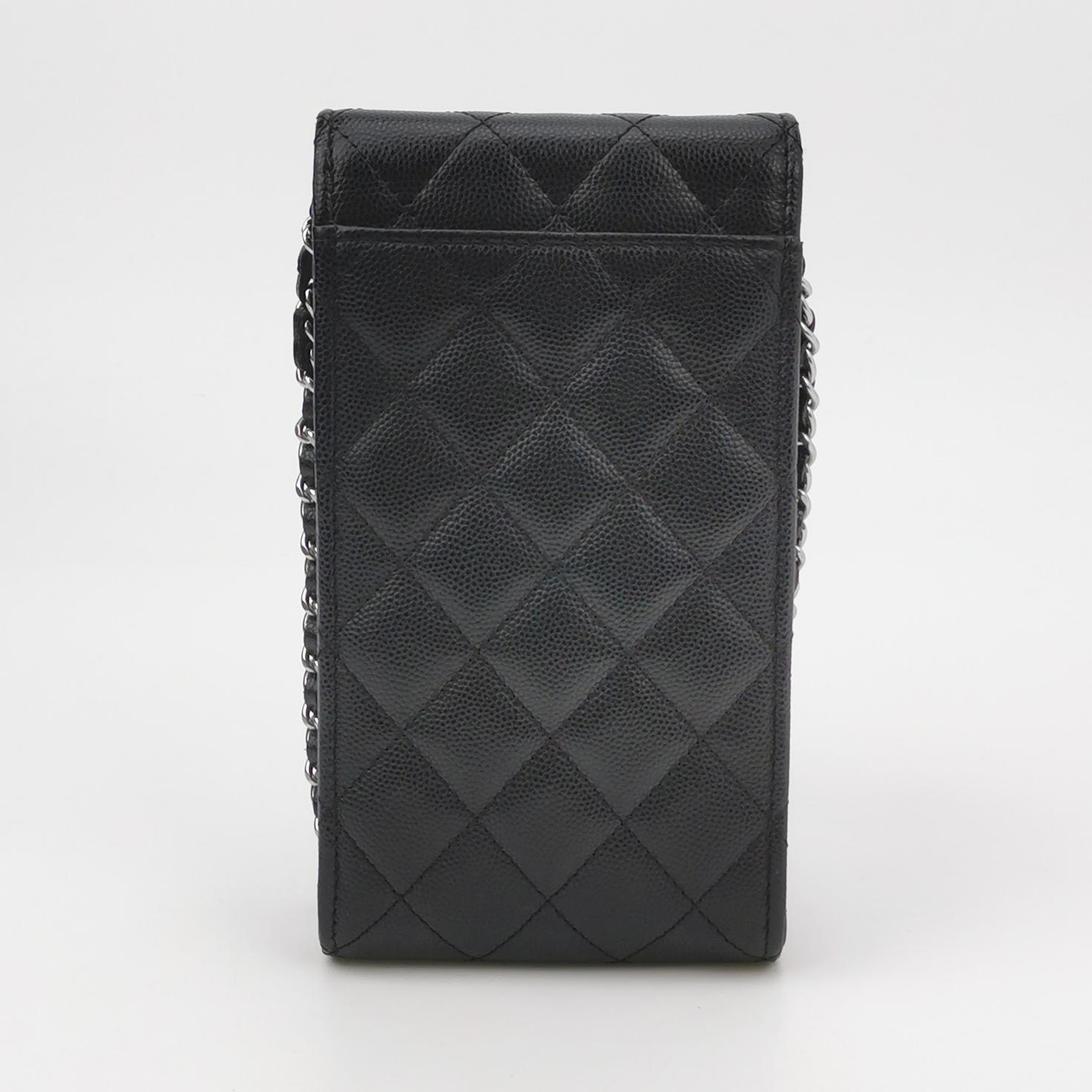 Chanel CC Flap Phone Holder Crossbody Bag Quilted Caviar — photo 5 of 10