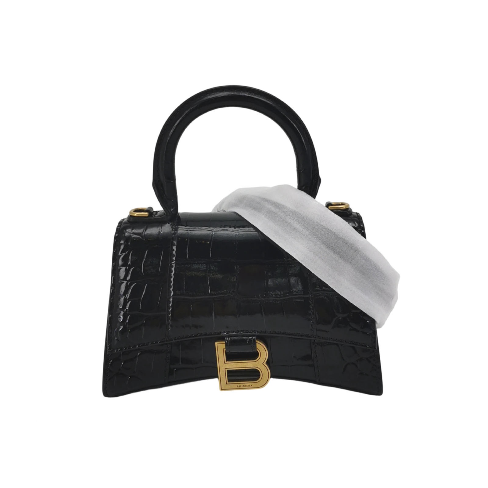 Balenciaga Hourglass Top Handle Bag Crocodile Embossed Leather XS — photo 1 of 14