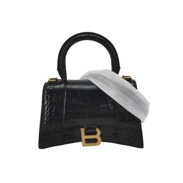 Balenciaga Hourglass Top Handle Bag Crocodile Embossed Leather XS — pre-owned, Vierlot