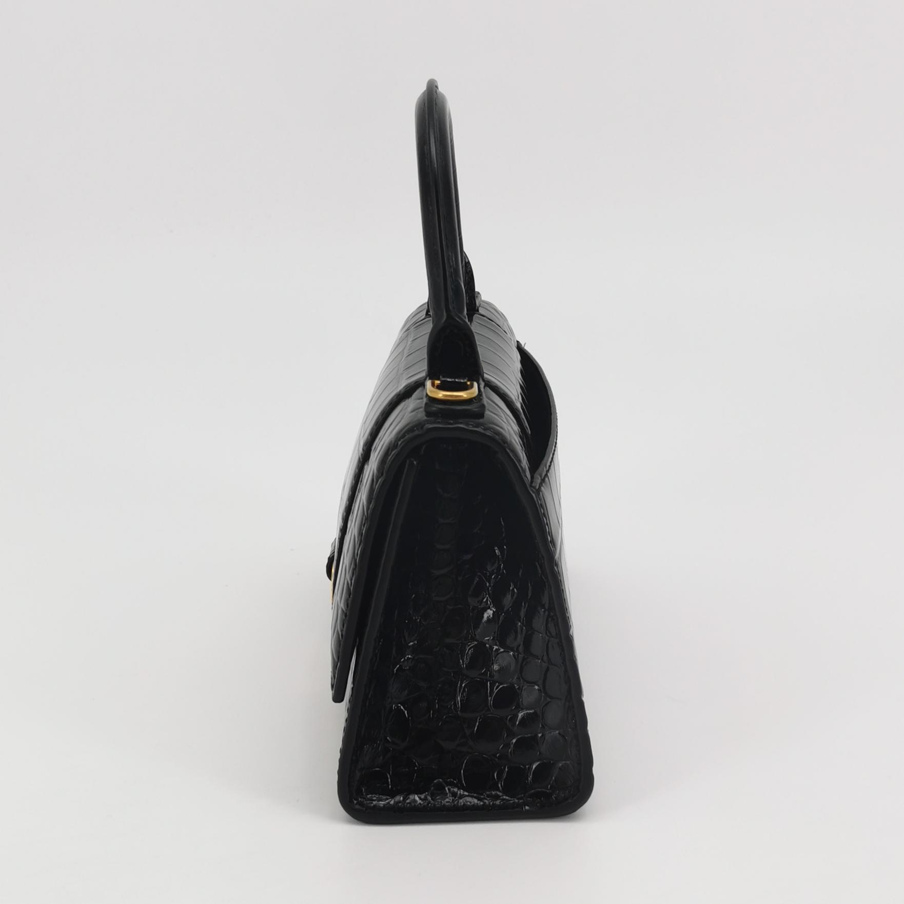 Balenciaga Hourglass Top Handle Bag Crocodile Embossed Leather XS — photo 5 of 14