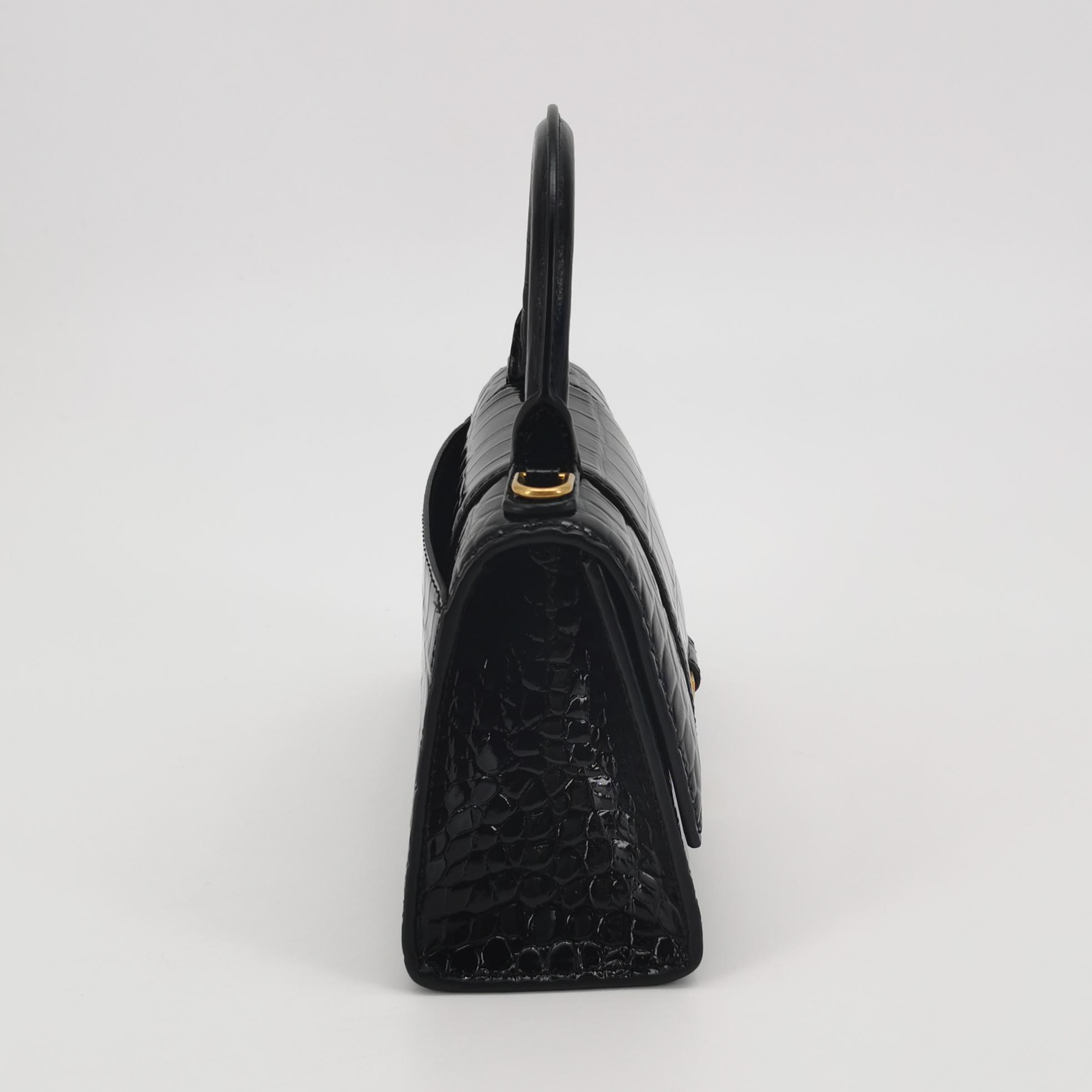 Balenciaga Hourglass Top Handle Bag Crocodile Embossed Leather XS — photo 4 of 14