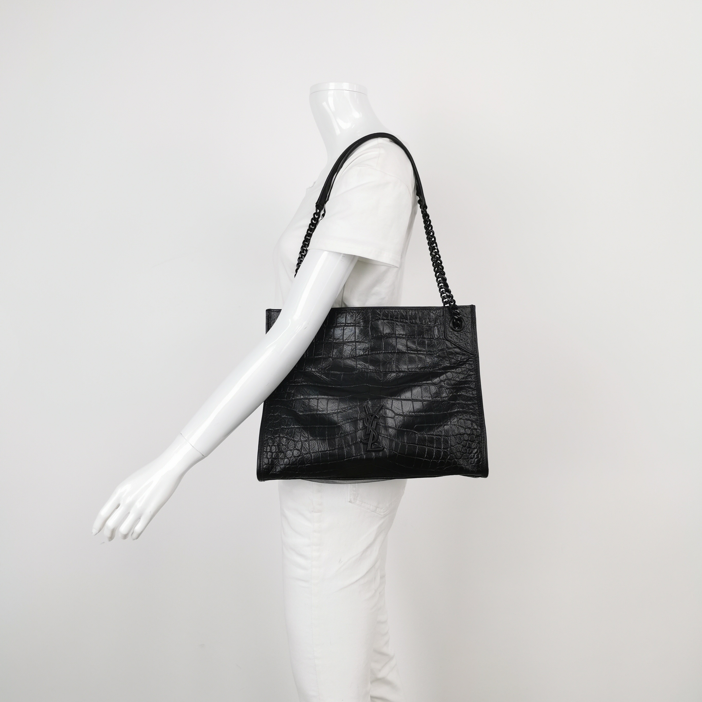 Saint Laurent Niki Shopping Tote Crocodile Embossed Leather Medium — alternate view