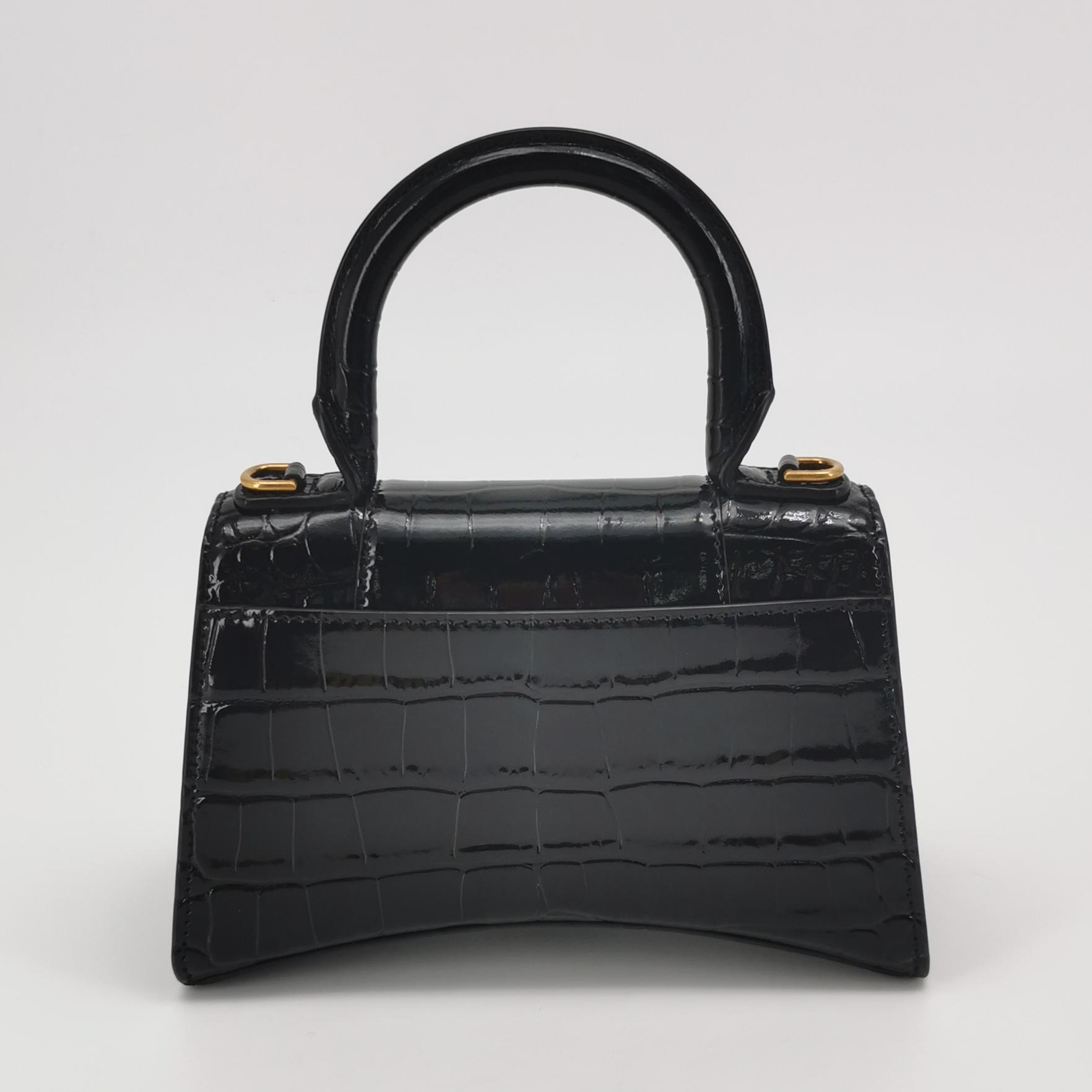 Balenciaga Hourglass Top Handle Bag Crocodile Embossed Leather XS — photo 3 of 14