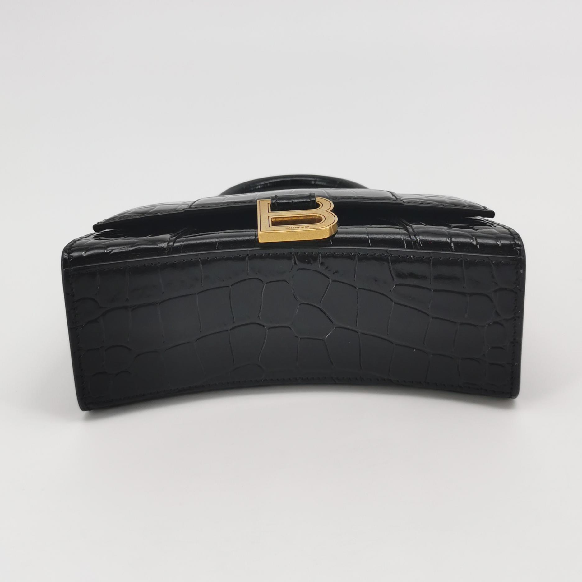 Balenciaga Hourglass Top Handle Bag Crocodile Embossed Leather XS — photo 6 of 14