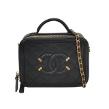 Chanel Filigree Vanity Case Quilted Caviar Small — thumbnail 1
