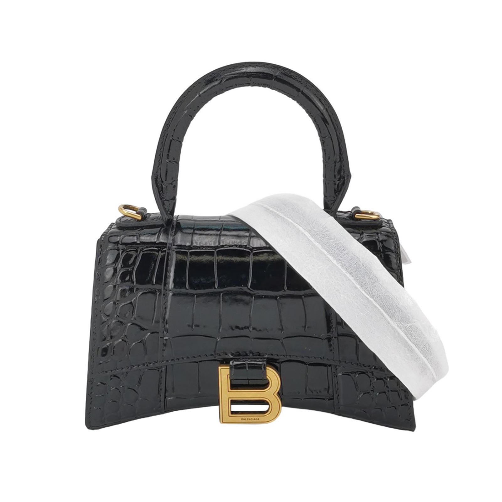 Balenciaga Hourglass Top Handle Bag Crocodile Embossed Leather XS — photo 1 of 14
