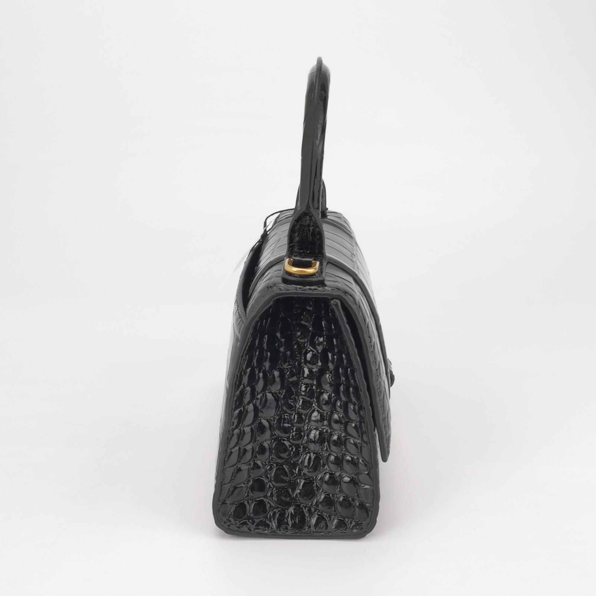 Balenciaga Hourglass Top Handle Bag Crocodile Embossed Leather XS — photo 3 of 14