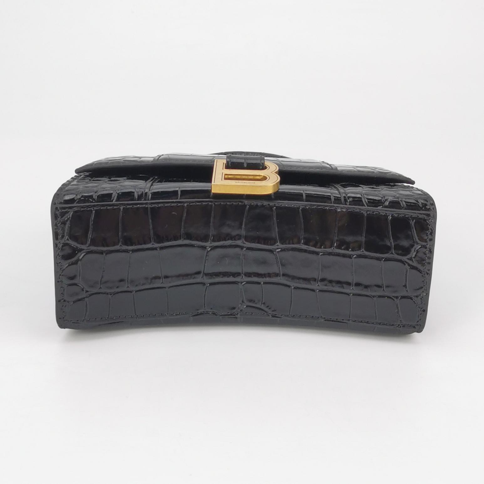 Balenciaga Hourglass Top Handle Bag Crocodile Embossed Leather XS — photo 4 of 14