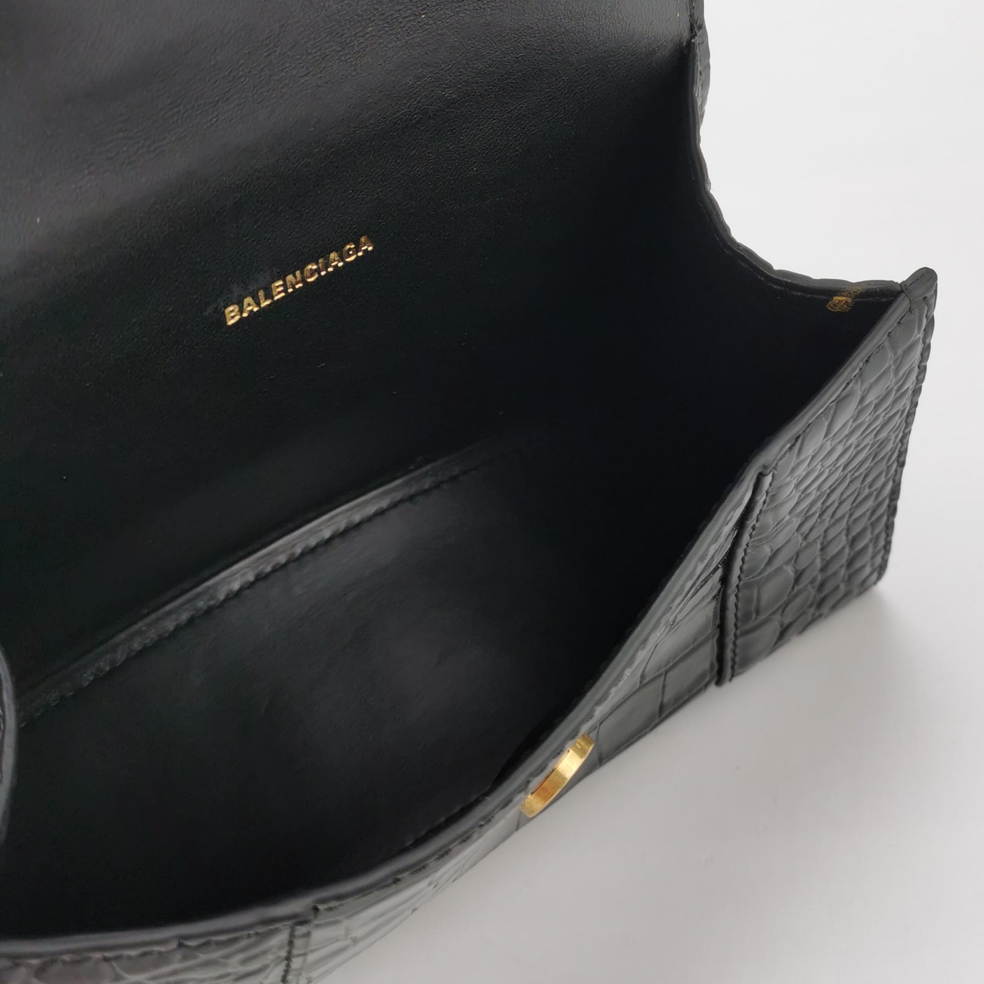 Balenciaga Hourglass Top Handle Bag Crocodile Embossed Leather XS — photo 5 of 14