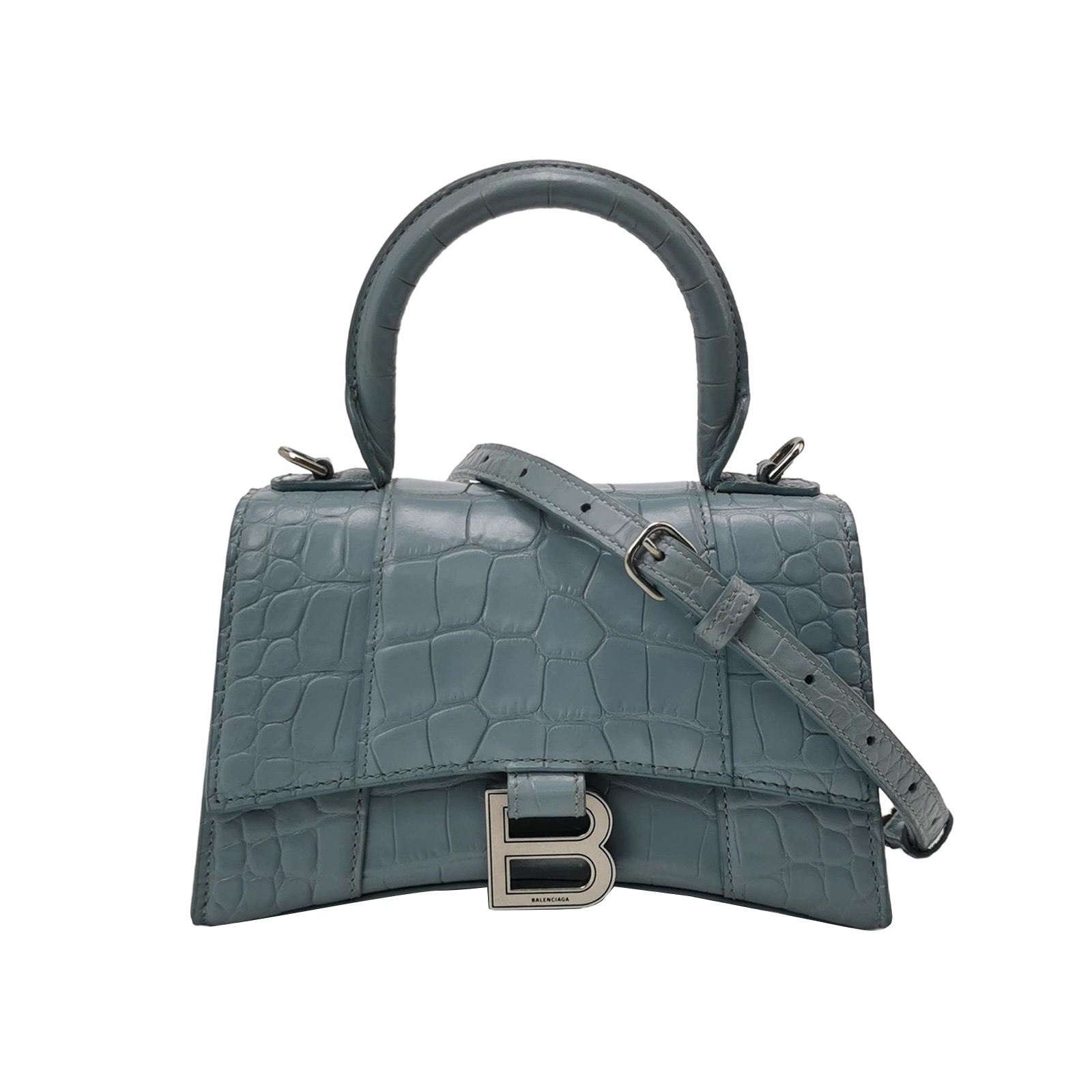 Balenciaga Hourglass Top Handle Bag Crocodile Embossed Leather — photo 1 of 13