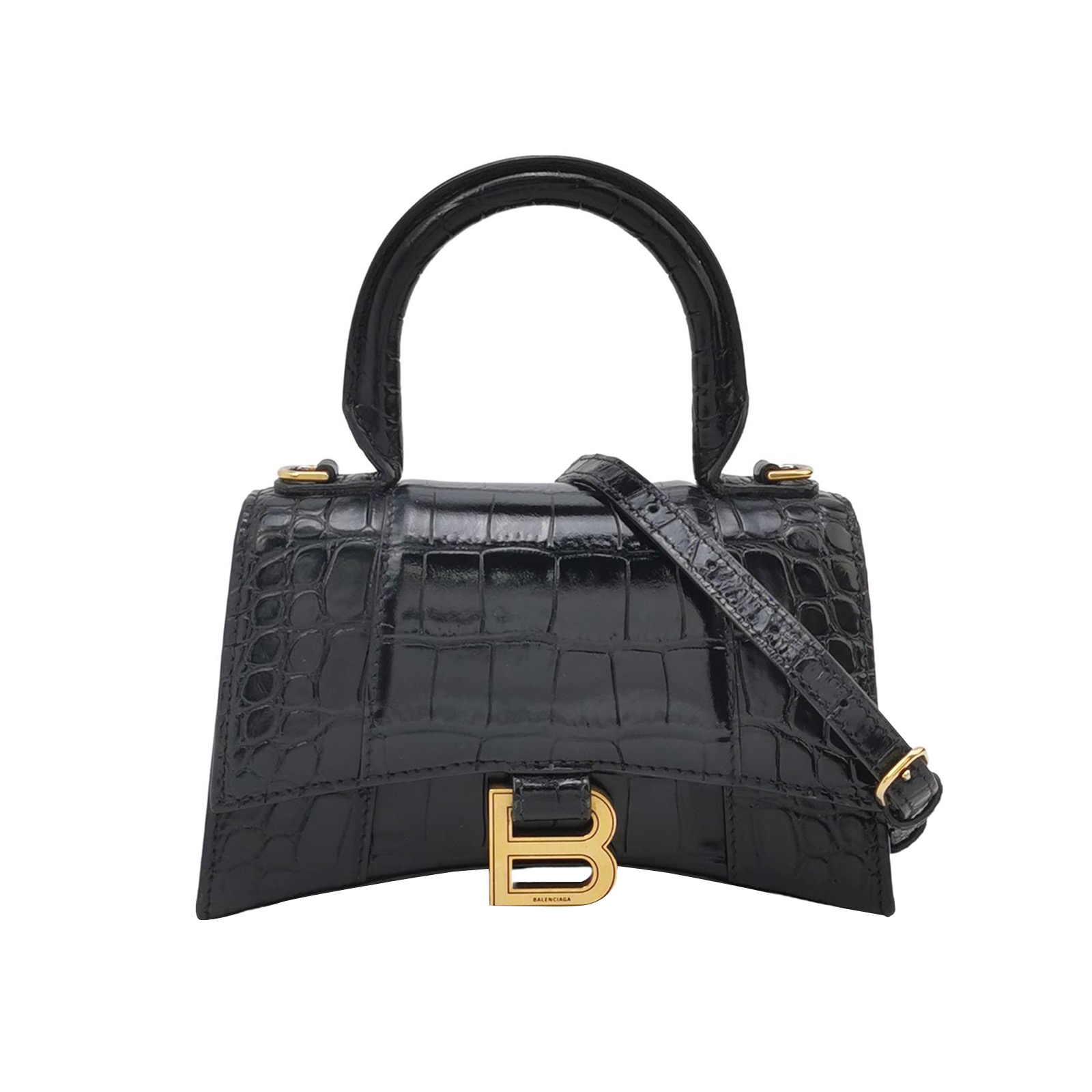 Balenciaga Hourglass Top Handle Bag Crocodile Embossed Leather XS — photo 1 of 15