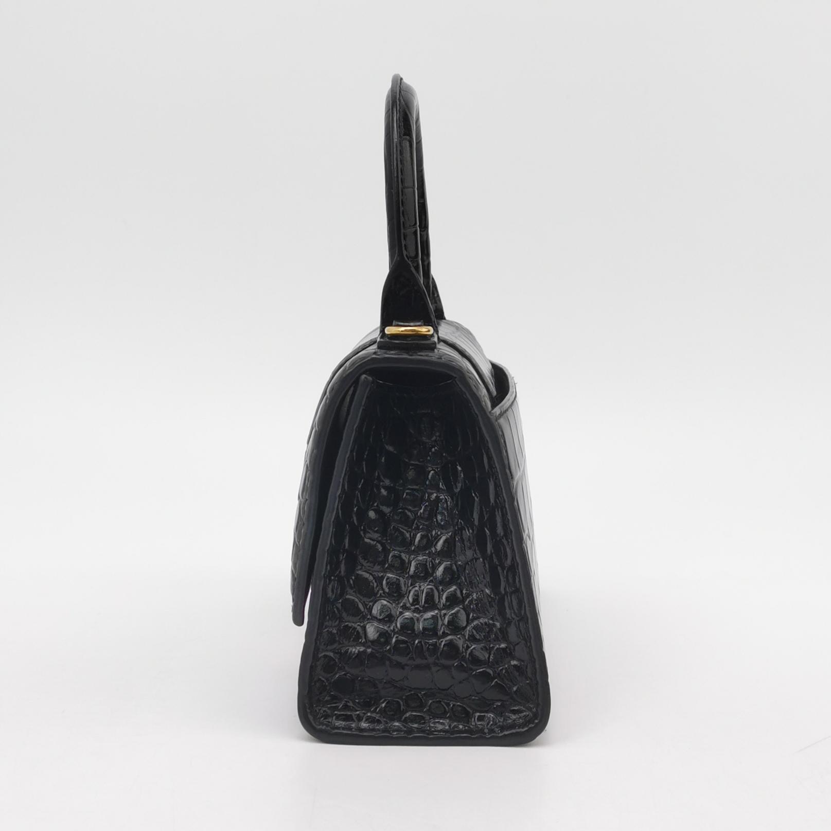 Balenciaga Hourglass Top Handle Bag Crocodile Embossed Leather XS — photo 5 of 15