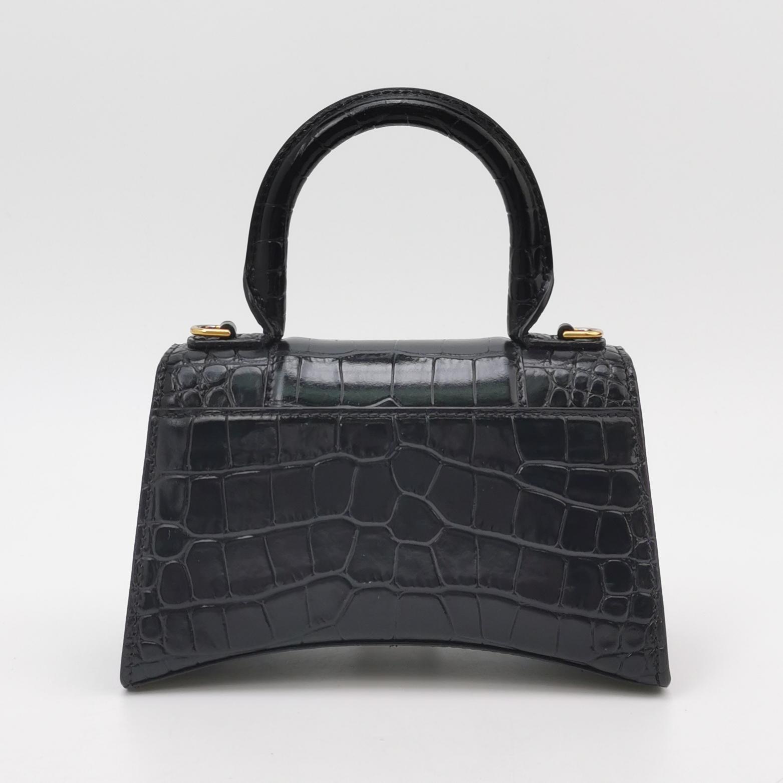 Balenciaga Hourglass Top Handle Bag Crocodile Embossed Leather XS — photo 3 of 15