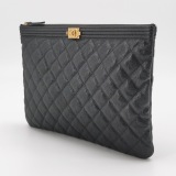 Chanel Boy O Case Clutch Quilted Caviar Medium — thumbnail 3