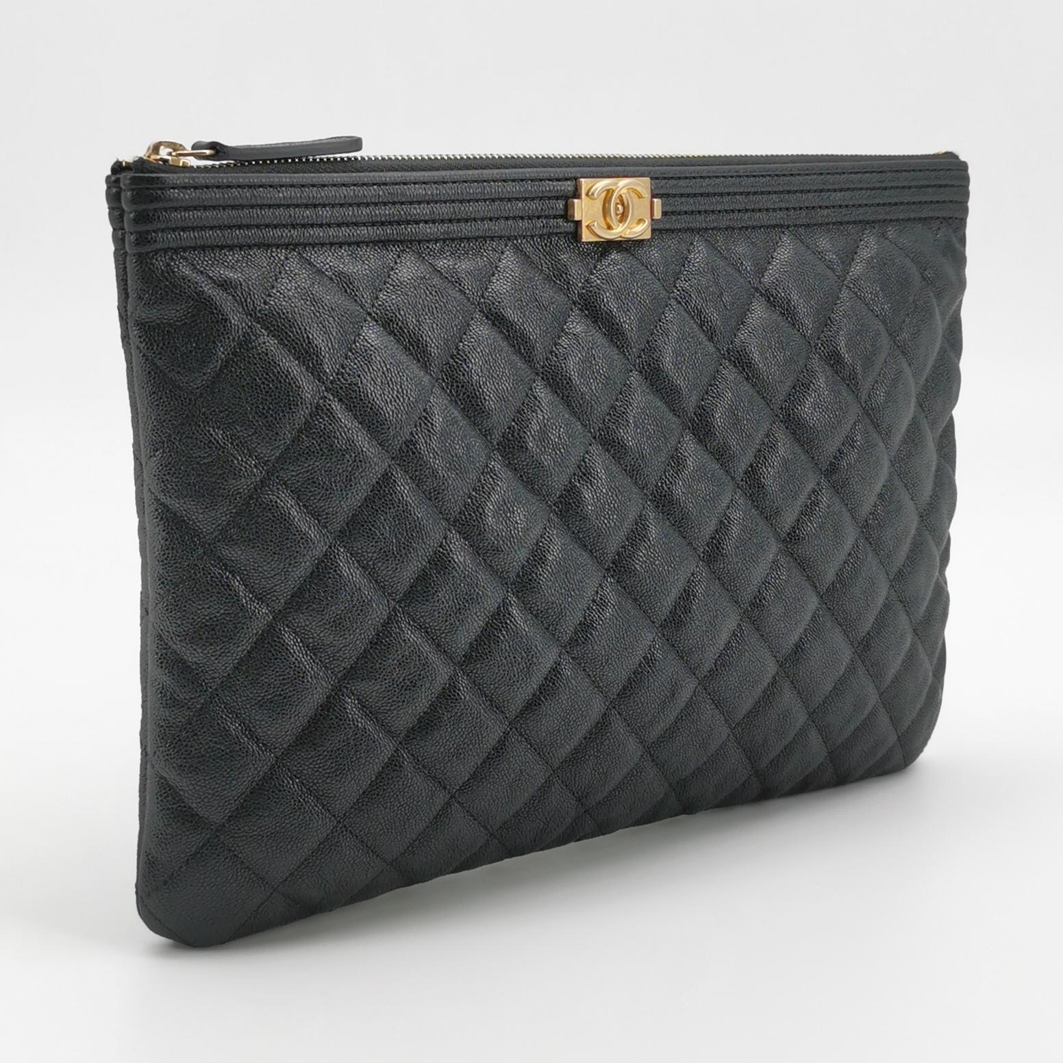 Chanel Boy O Case Clutch Quilted Caviar Medium — alternate view