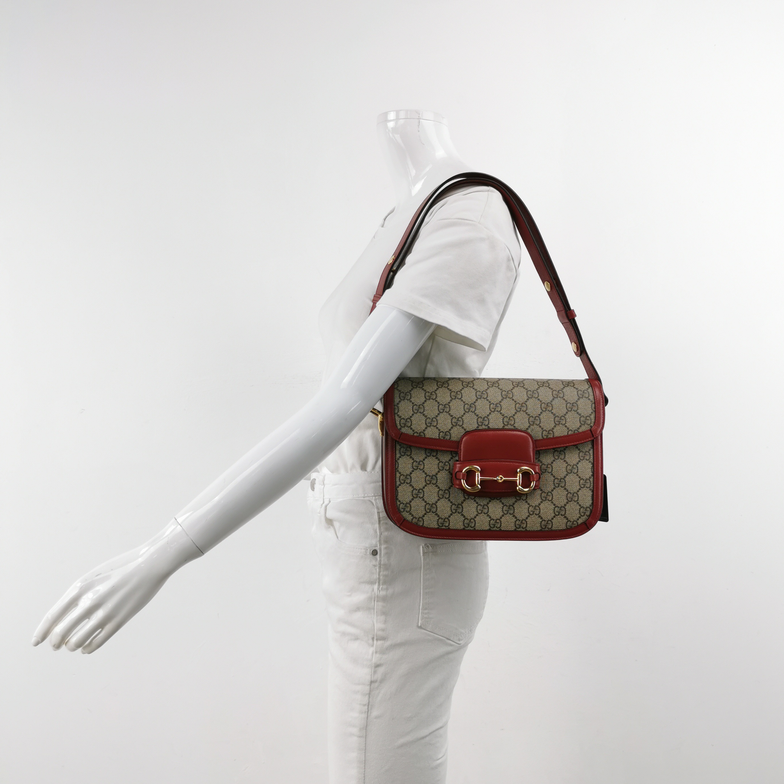 Gucci Horsebit 1955 Shoulder Bag GG Coated Canvas with Leather Small — alternate view