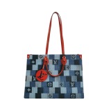 Louis Vuitton(LV) OnTheGo Tote Damier and Monogram Patchwork Denim GM — thumbnail 1