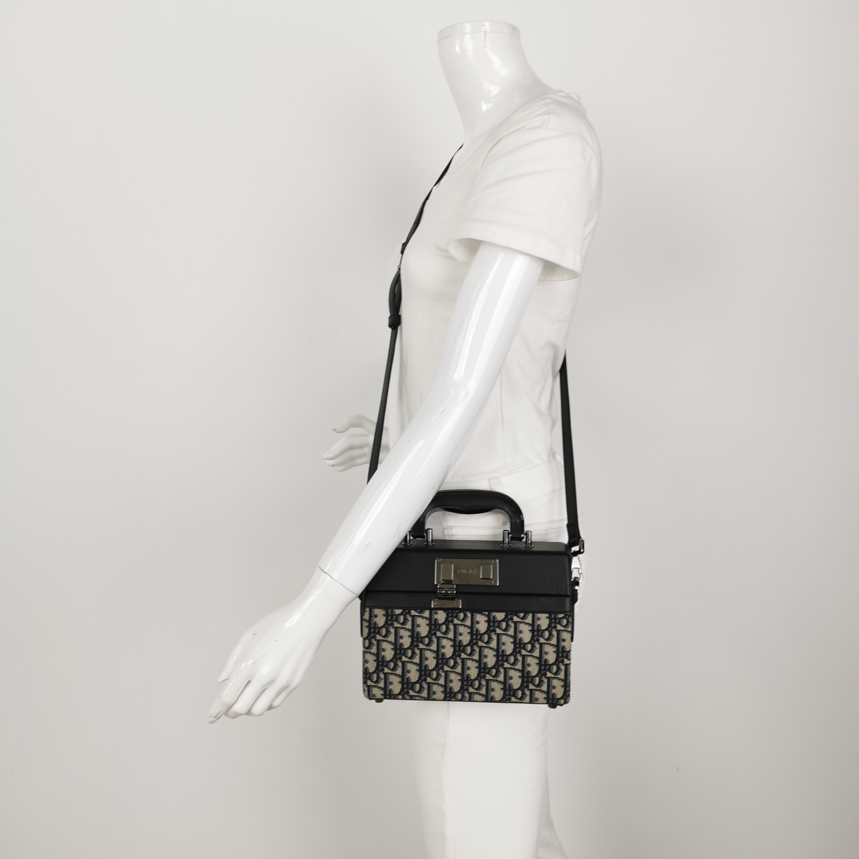 Dior Top Handle Clasp Lock Bag Oblique Canvas and Leather — alternate view