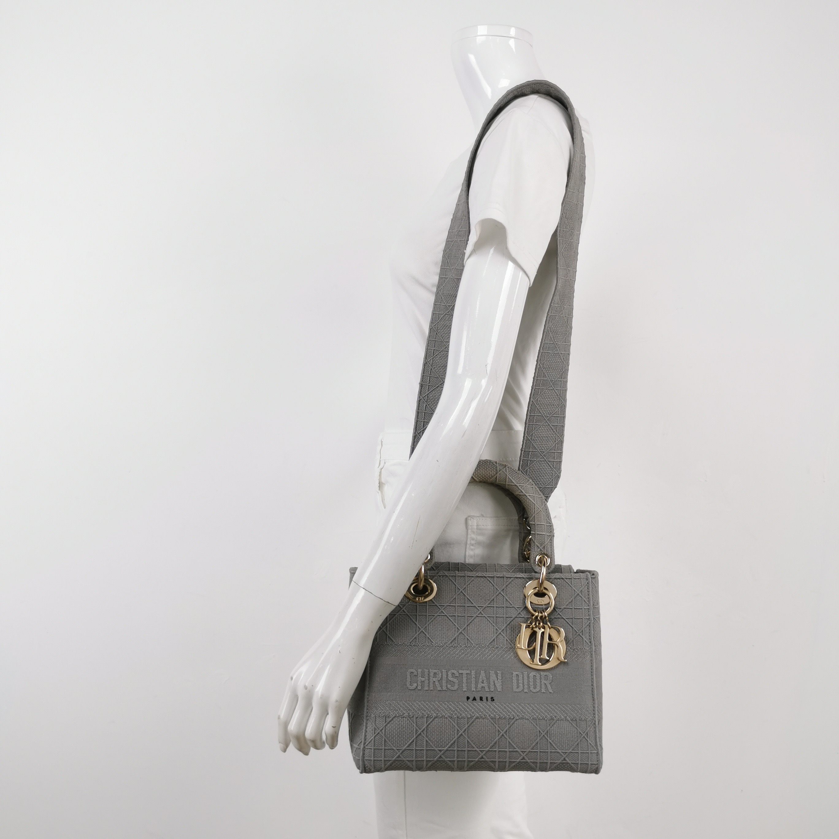 Christian Dior Lady D-Lite Bag Cannage Embroidered Canvas Medium — alternate view