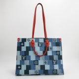 Louis Vuitton(LV) OnTheGo Tote Damier and Monogram Patchwork Denim GM — thumbnail 3