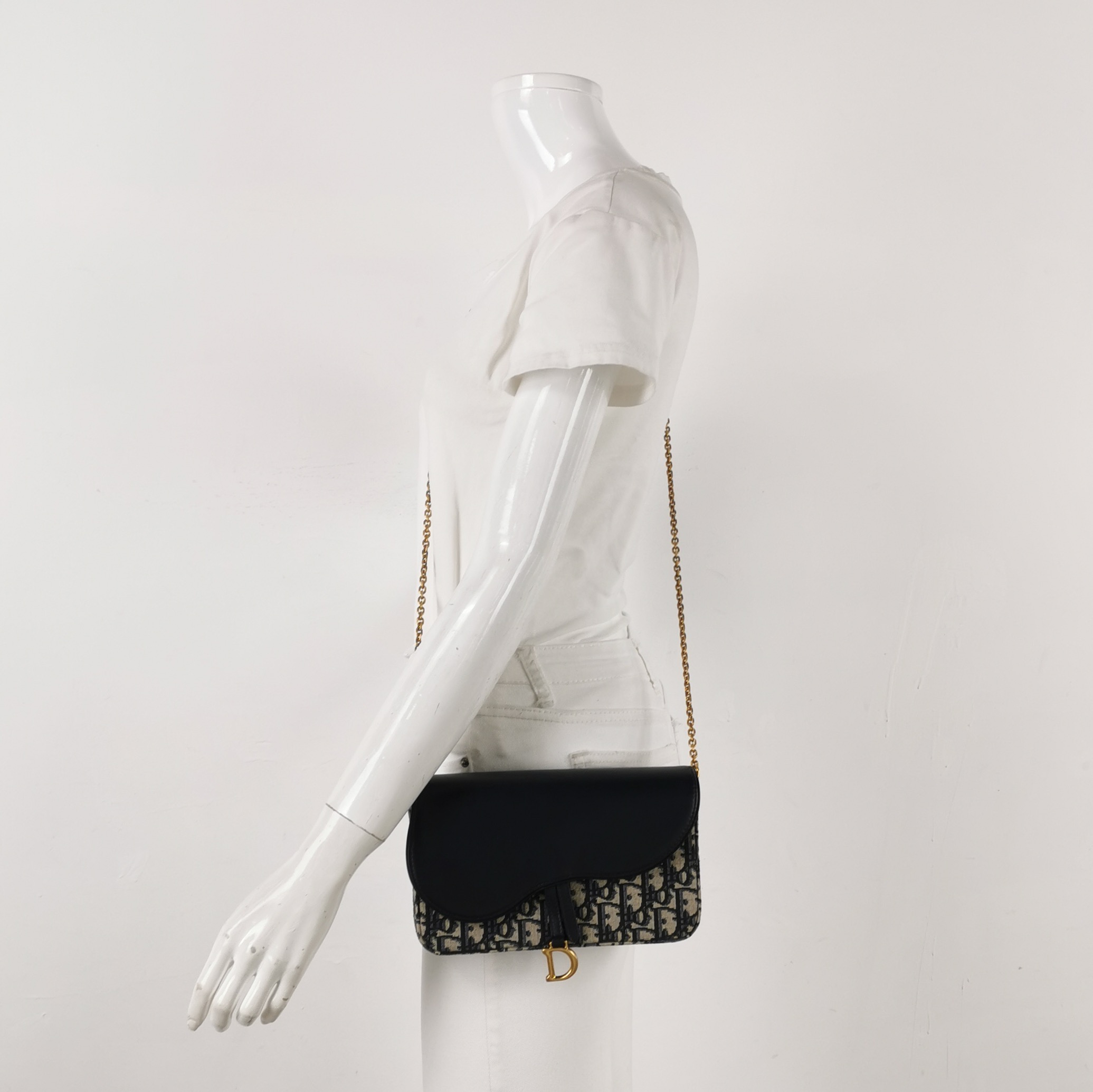 Christian Dior Saddle Chain Wallet Oblique Canvas — alternate view
