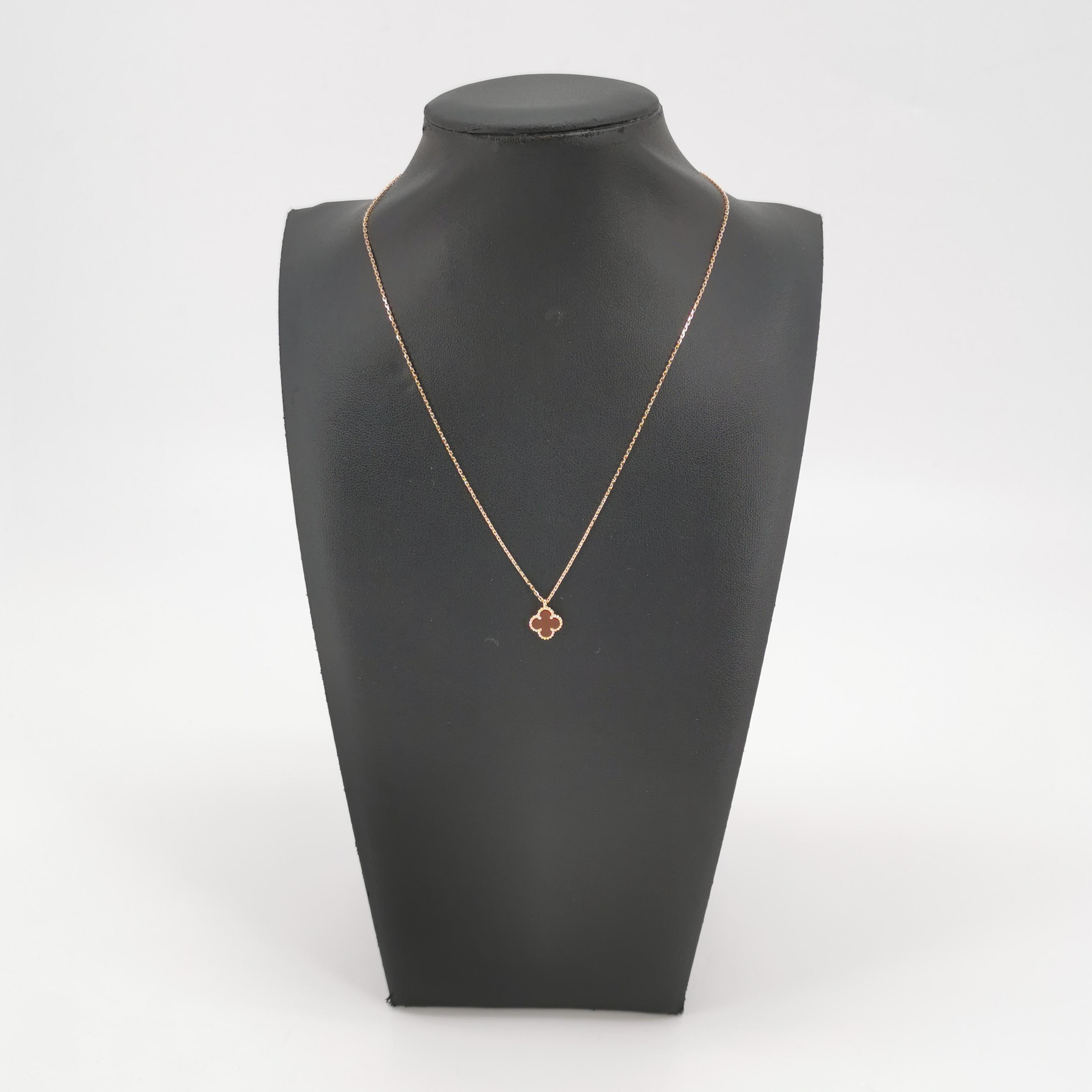 Van Cleef & Arpels Sweet Alhambra Pendant Necklace 18K Rose Gold and Carnelian — alternate view