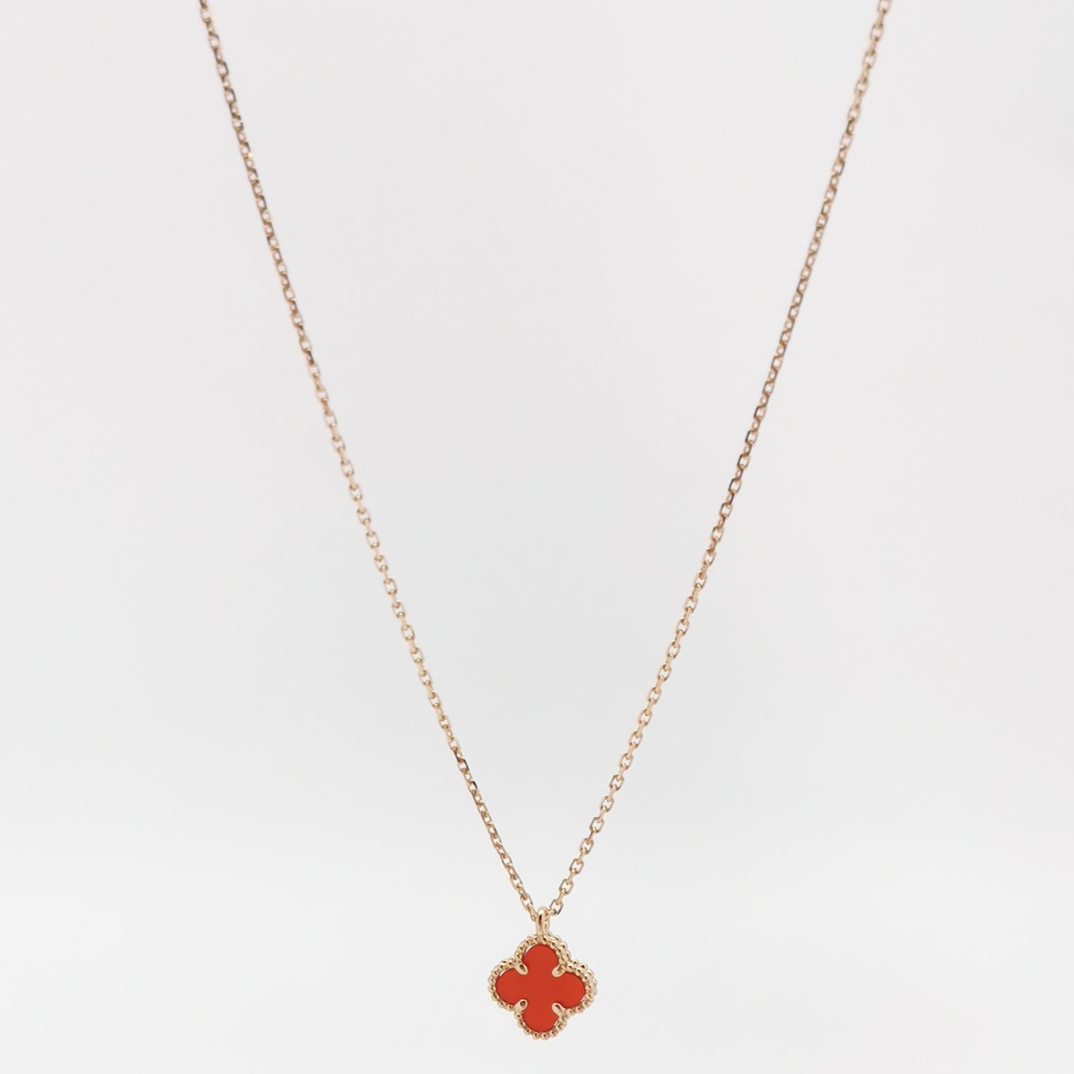 Van Cleef & Arpels Sweet Alhambra Pendant Necklace 18K Rose Gold and Carnelian — photo 3 of 6