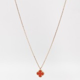 Van Cleef & Arpels Sweet Alhambra Pendant Necklace 18K Rose Gold and Carnelian — thumbnail 3