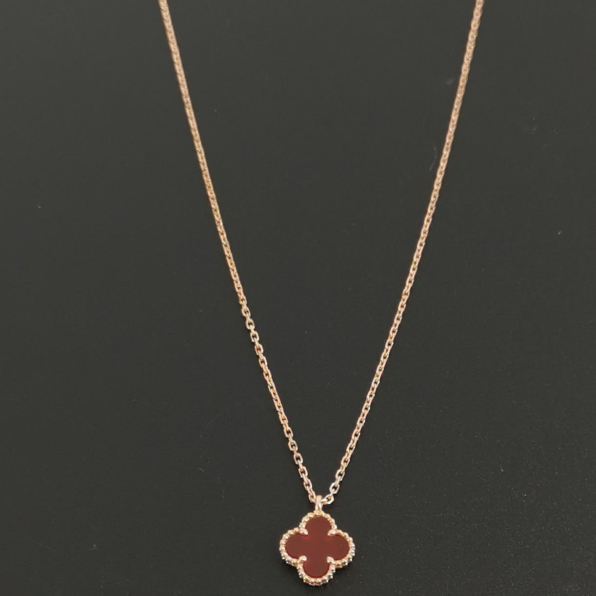 Van Cleef & Arpels Sweet Alhambra Pendant Necklace 18K Rose Gold and Carnelian — photo 6 of 6