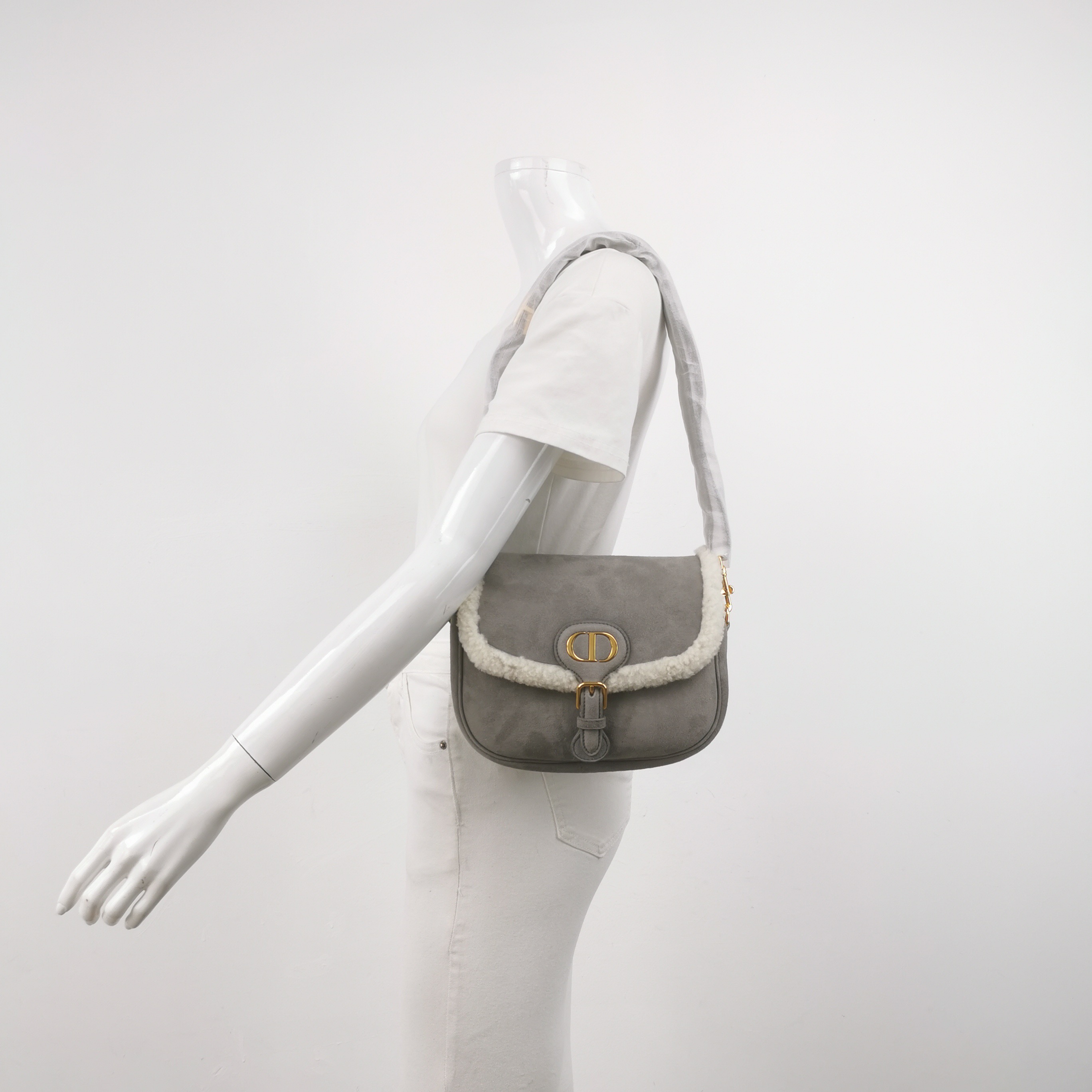 Christian Dior Bobby Flap Bag Shearling and Suede Medium — alternate view