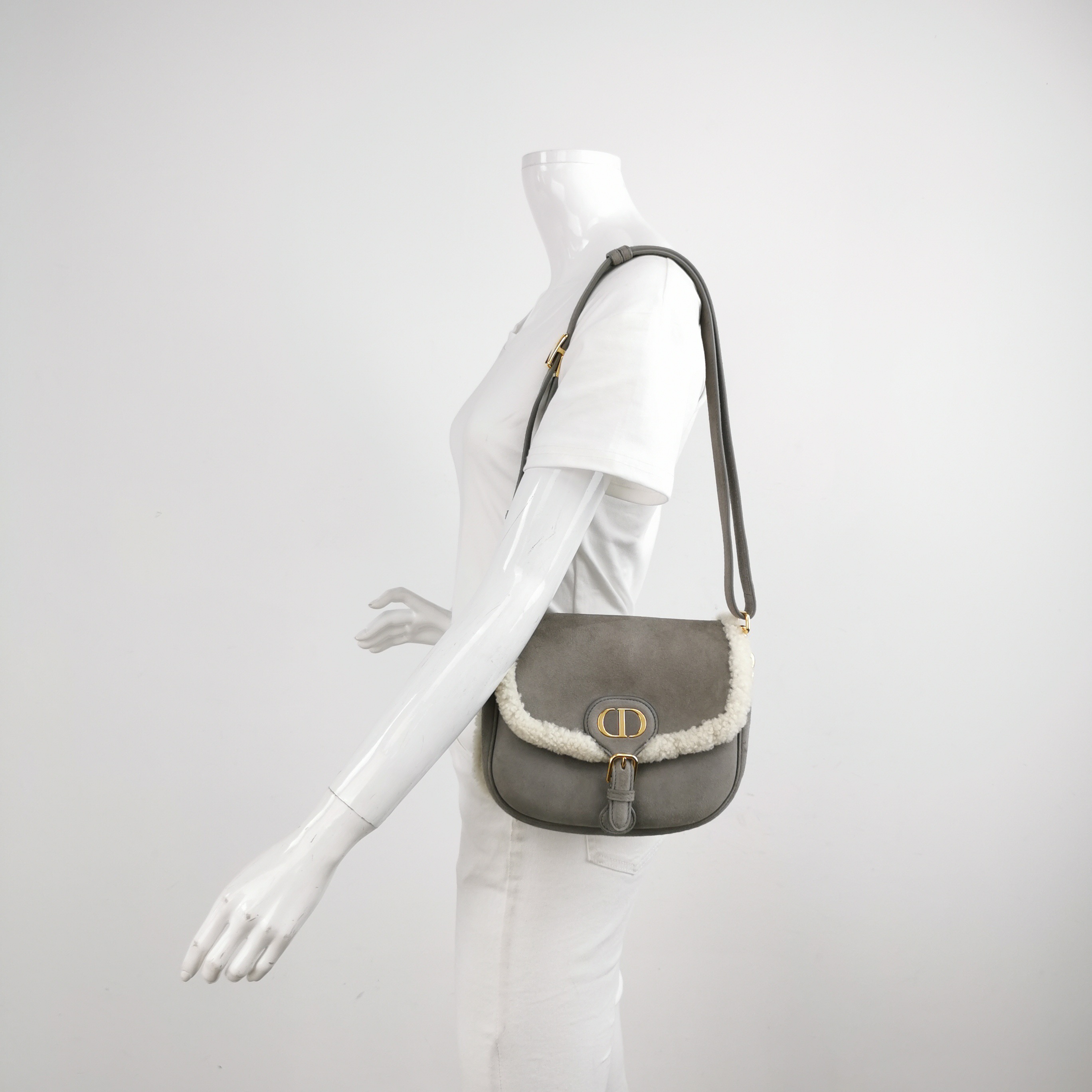 Christian Dior Bobby Flap Bag Shearling and Suede Medium — alternate view