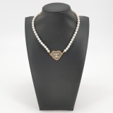 Chanel CC Logo Heart Necklace Metal — thumbnail 2