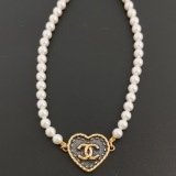 Chanel CC Logo Heart Necklace Metal — thumbnail 3