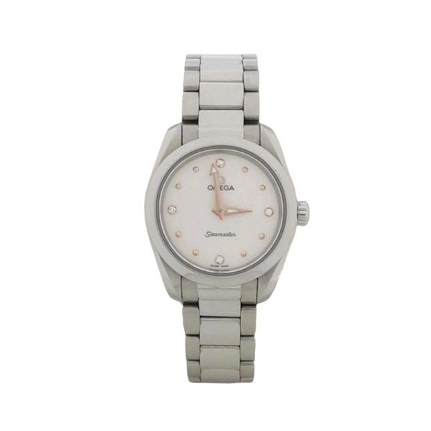 Omega Seamaster Aqua Terra 150M Quartz Watch Stainless Steel with Diamond Markers and Mother of Pearl 28 — pre-owned, Vierlot