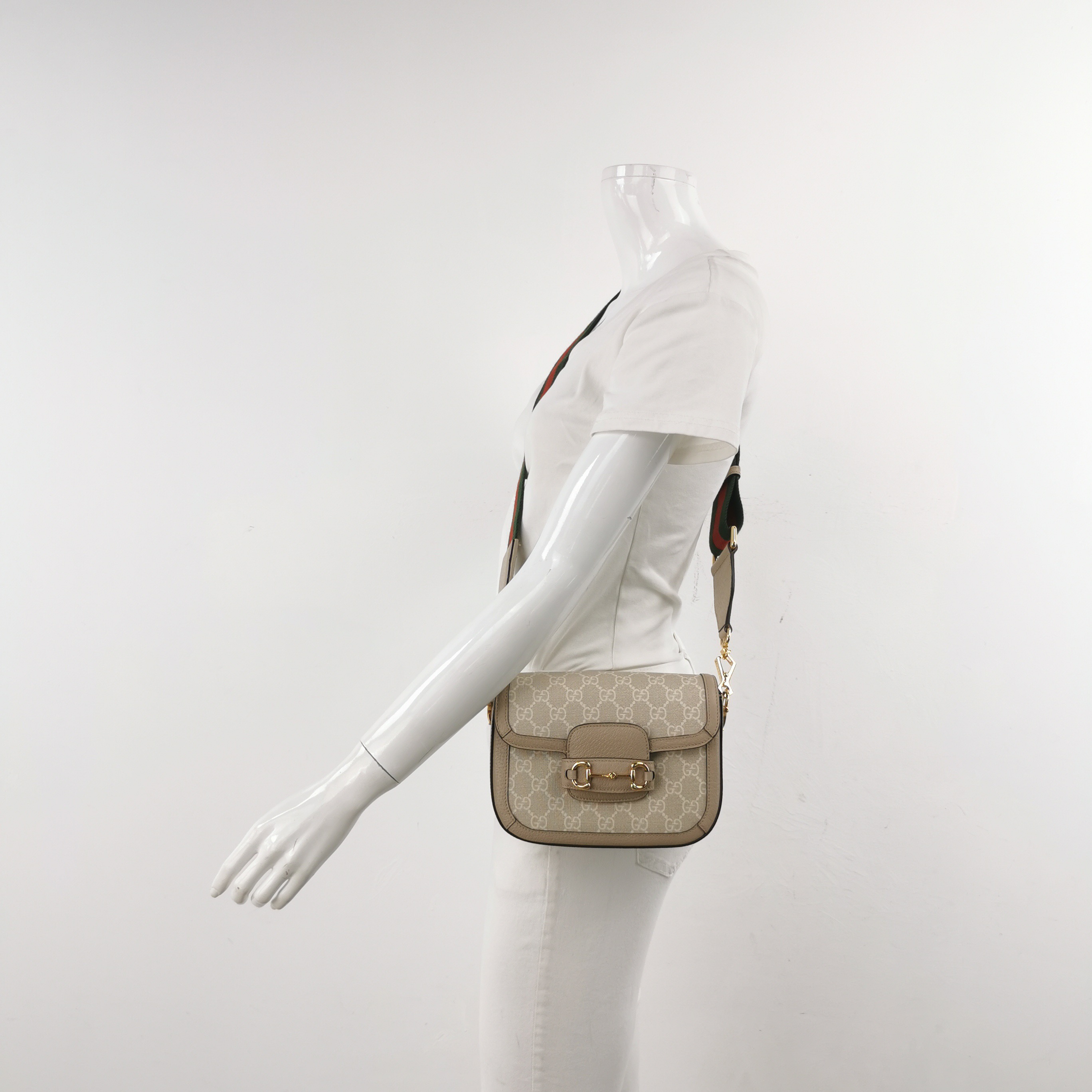 Gucci Horsebit 1955 Shoulder Bag GG Coated Canvas with Leather Mini — alternate view