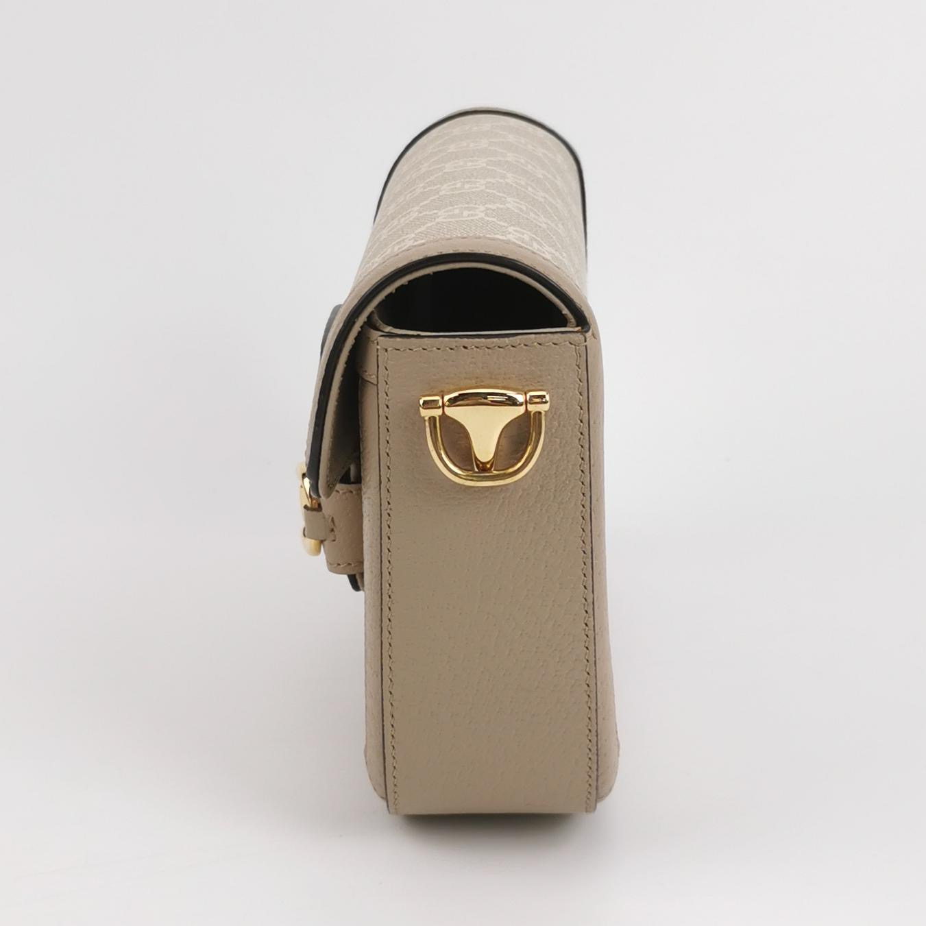 Gucci Horsebit 1955 Shoulder Bag GG Coated Canvas with Leather Mini